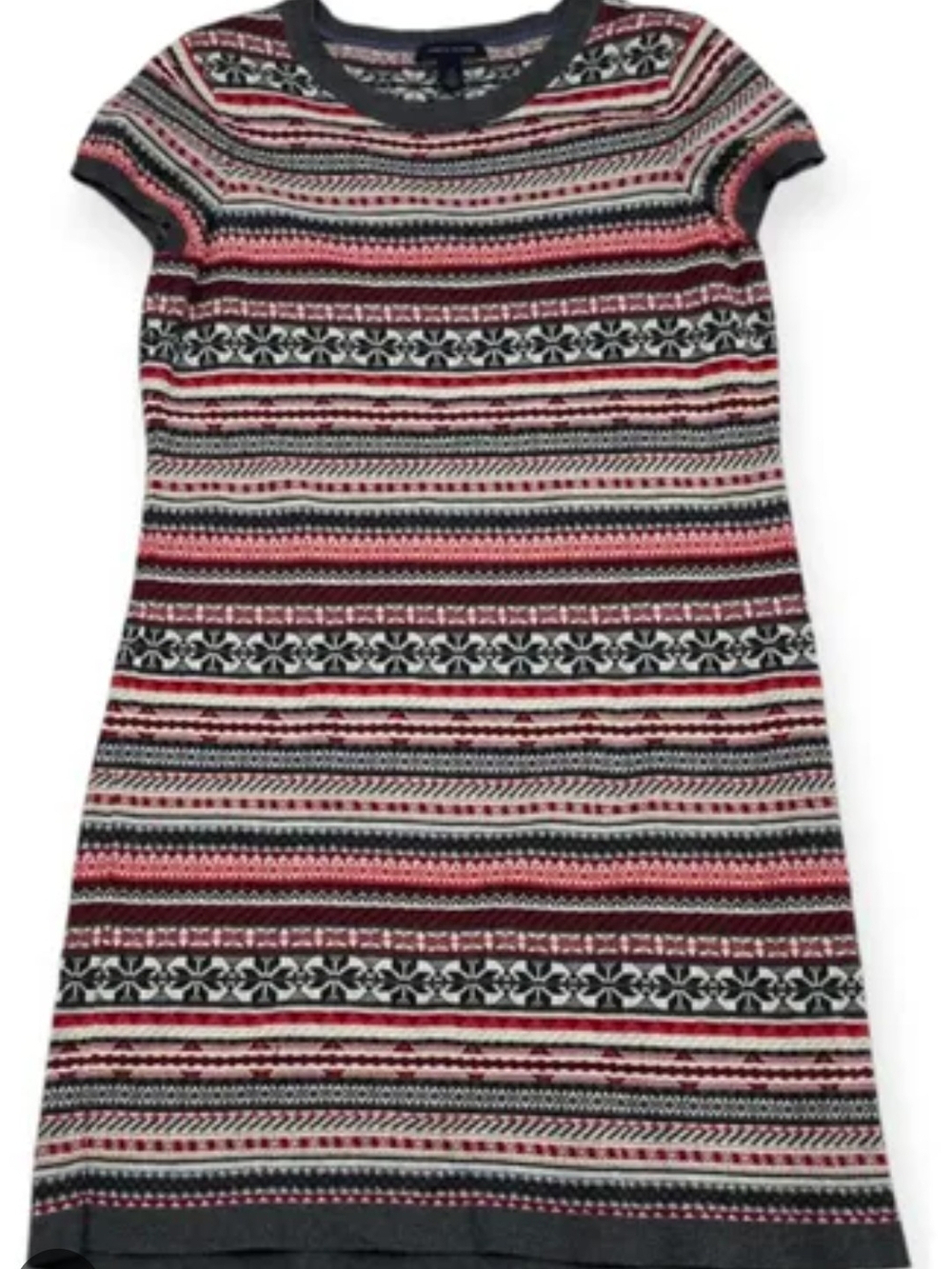 Tommy Hilfiger Pink, Gray & White Fair Isle Knit Dress